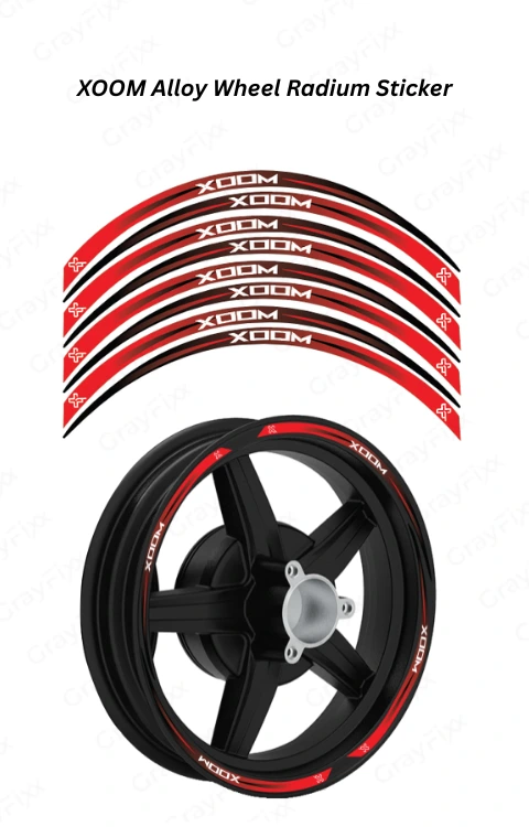 Alloy Wheel Radium Vinyl Sticker Compatible with Xoom | Made in Premium Radium Vinyl with FPF (Fade Protection Film), Waterproof, Precut Sticker, Pack of 1